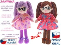 Janinka krpasta lutka 30 cm z očali mehko telo na baterije češko govoreča - mešanica barv (rjava, vijolična)
