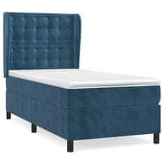 Vidaxl Box spring postelja z vzmetnico temno modra 90x200 cm žamet