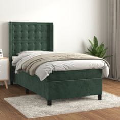 Vidaxl Box spring postelja z vzmetnico temno zelena 90x200 cm žamet