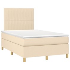 Vidaxl Box spring postelja z vzmetnico krem 120x190 cm blago