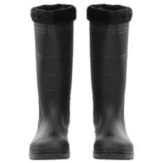 Vidaxl Dežni škornji z odstranljivimi nogavicami črni velikost 45 PVC