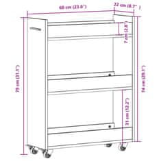 Vidaxl Omarica s kolesi sonoma hrast 60x22x79 cm inženirski les