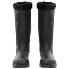Vidaxl Dežni škornji z odstranljivimi nogavicami črni velikost 46 PVC
