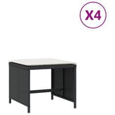 Vidaxl Vrtni stolčki z blazinami 4 kosi črni 40x40x35 cm poli ratan