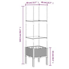 Vidaxl Cvetlično korito z oporno mrežo svetlo sivo 40x40x142,5 cm PP