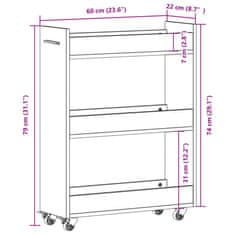 Vidaxl Omarica s kolesi betonsko siva 60x22x79 cm inženirski les