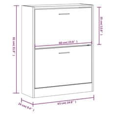 Vidaxl Omarica za čevlje rjav hrast 63x24x81 cm inženirski les