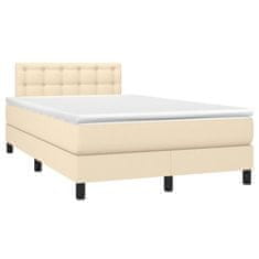 Vidaxl Box spring postelja z vzmetnico krem 120x190 cm blago
