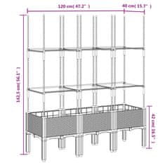 Vidaxl Cvetlično korito z oporno mrežo rjavo 120x40x142,5 cm PP