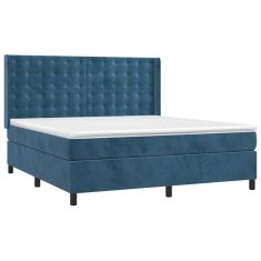 Vidaxl Box spring postelja z vzmetnico LED temno modra 180x200cm žamet