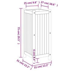 Vidaxl Vrtno cvetlično korito s podlogo 31x31x75 cm trden akacijev les
