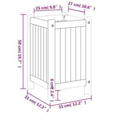 Vidaxl Vrtno cvetlično korito s podlogo 31x31x50 cm trden akacijev les