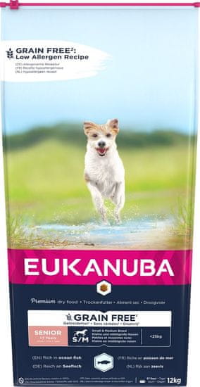 Eukanuba EUKANUBA Grain Free Senior male/srednje pasme, Ocean fish - suha hrana za pse - 12 kg