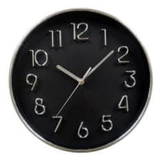 Stenska ura premera 30 cm, 3D številčnica, PH, steklo, kovina, BELA/Črna