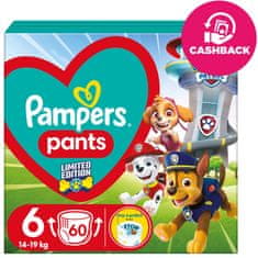 Pampers Aktivne otroške hlače Paw Patrol Plenice velikost 6 (14-19 kg) 60 kosov