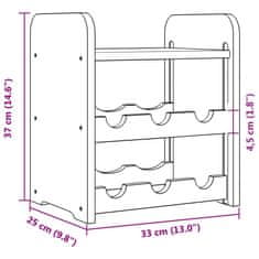 Vidaxl Stojalo za vino z zgornjo ploščo 33x25x37 cm trdna borovina