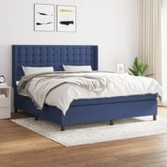 Vidaxl Box spring postelja z vzmetnico modra 180x200 cm blago