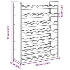 Vidaxl Stojalo za vino 67,5x25x87 cm trdna borovina