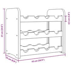 Vidaxl Stojalo za vino 43x25x37 cm trdna borovina