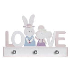 DKD Home Decor Stenski obešalnik za plašče DKD Home Decor Love MDF Wood Rabbit