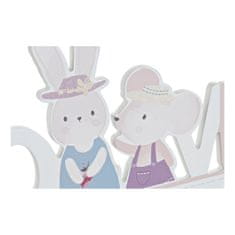 DKD Home Decor Stenski obešalnik za plašče DKD Home Decor Love MDF Wood Rabbit