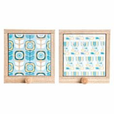 DKD Home Decor Stojalo za plašče DKD Home Decor Wood Floral (2 kosa) (14 x 13 x 4 cm)