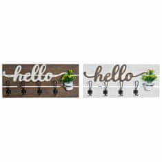 DKD Home Decor Stenski obešalnik DKD Home Decor Hello Wood Metal (2 kosa) (65 x 10 x 29 cm)