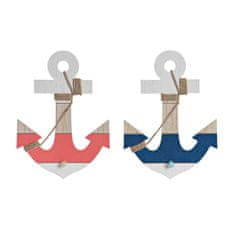 DKD Home Decor Stenski obešalnik DKD Home Decor Rope MDF Anchor Mediterranean (2 enoti) (25 x 4 x 35 cm)