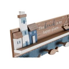 DKD Home Decor Stenski obešalnik za plašče DKD Home Decor Natural Navy Blue MDF Wood Mediterranean (40 x 5 x 18 cm)