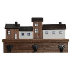 DKD Home Decor Stenski obešalnik za plašče DKD Home Decor Natural Metal Houses (30 x 5 x 17 cm)