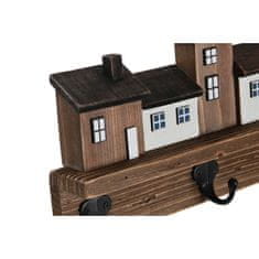 DKD Home Decor Stenski obešalnik za plašče DKD Home Decor Natural Metal Houses (30 x 5 x 17 cm)