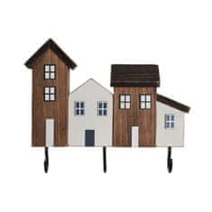 DKD Home Decor Stenski obešalnik DKD Home Decor Natural Metal Houses (23 x 4 x 19 cm)