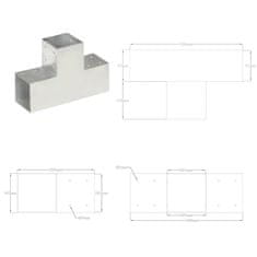 Vidaxl Spojnik za steber T oblike pocinkana kovina 101x101 mm