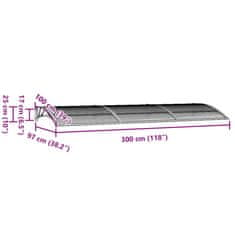 Vidaxl Nadstrešek za vrata črn 300x100 cm polikarbonat