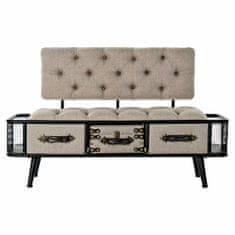 BigBuy Klop DKD Home Decor Črna bež kovinska PU (120 x 50 x 76 cm)