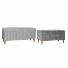 BigBuy Sedežna klop DKD Home Decor sivo rjava poliestrski žamet (122 x 50 x 58 cm)