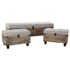 BigBuy Klop DKD Home Decor Črna siva les rjava poliester (120 x 40 x 42 cm)