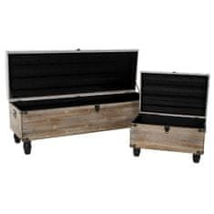 BigBuy Klop DKD Home Decor Črna siva les rjava poliester (120 x 40 x 42 cm)