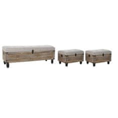 BigBuy Klop DKD Home Decor Črna siva les rjava poliester (120 x 40 x 42 cm)