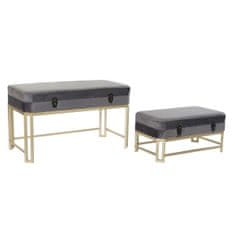 BigBuy Klop DKD Home Decor Grey Golden Metal Velvet (80 x 40 x 47 cm)