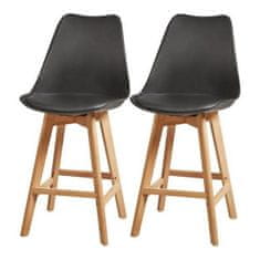 BigBuy Stolček Bjorn Black Wood Plastični bukov les 48,5 x 53 x 65 cm (2 enoti)