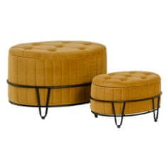 DKD Home Decor Pouffe 80 x 80 x 46 cm Sintetična tkanina Kovina Ocre