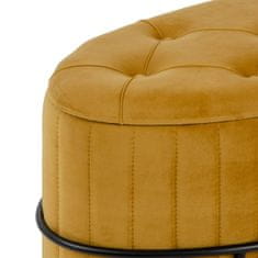 DKD Home Decor Pouffe 80 x 80 x 46 cm Sintetična tkanina Kovina Ocre