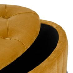 DKD Home Decor Pouffe 80 x 80 x 46 cm Sintetična tkanina Kovina Ocre