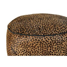 NEW Naslon za Noge DKD Home Decor 46 x 46 x 50 cm Črna Rjava Leopard Kolonialno