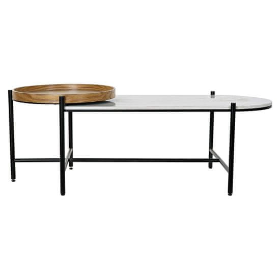 NEW Table DKD Home Decor Črna Kovina Les Rjava Bela Marmor (128 x 54 x 46 cm)