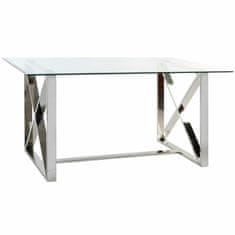 DKD Home Decor Jedilna miza DKD Home Decor Transparent Silver Crystal Steel 170 x 90 x 75 cm