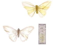 LAALU.cz Komplet 6 okraskov: metulji belo-rumena mešanica 10 cm