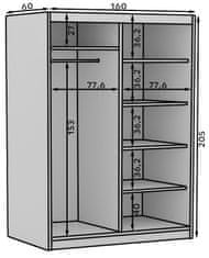 Trianova Garderobna omara z drsnimi vrati Delia 160 cm - artisan