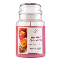 Svíčka ve skleněné dóze Purple River, Červená jablka se skořicí, 623 g
